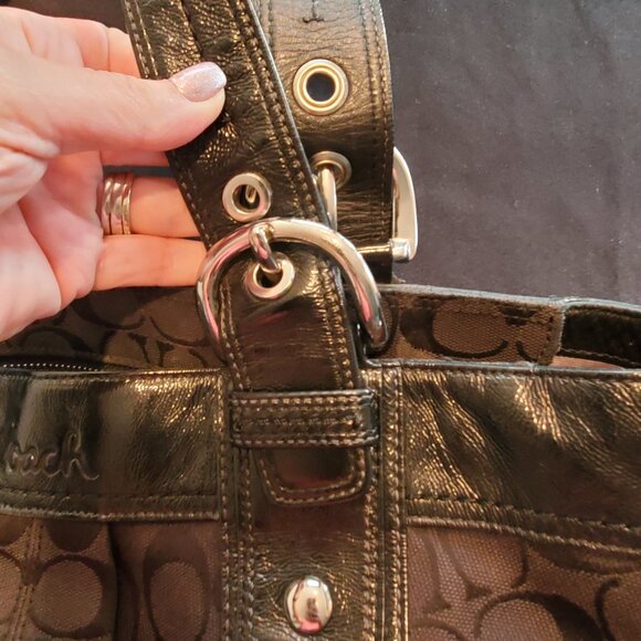 Coach Soho Signature Black Canvas & Leather Tote - Picture 9 of 16